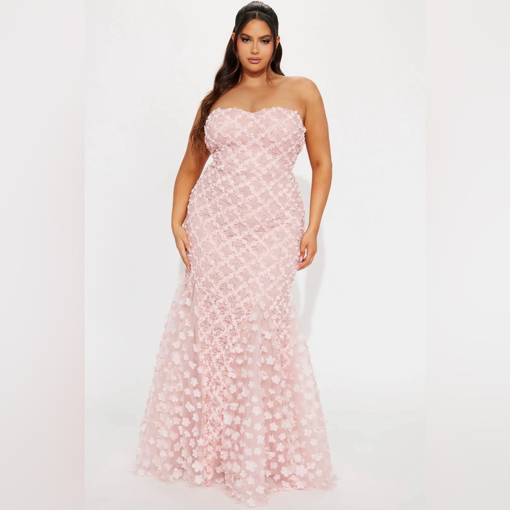 Fashion Nova Carmen Floral Gown in Blush